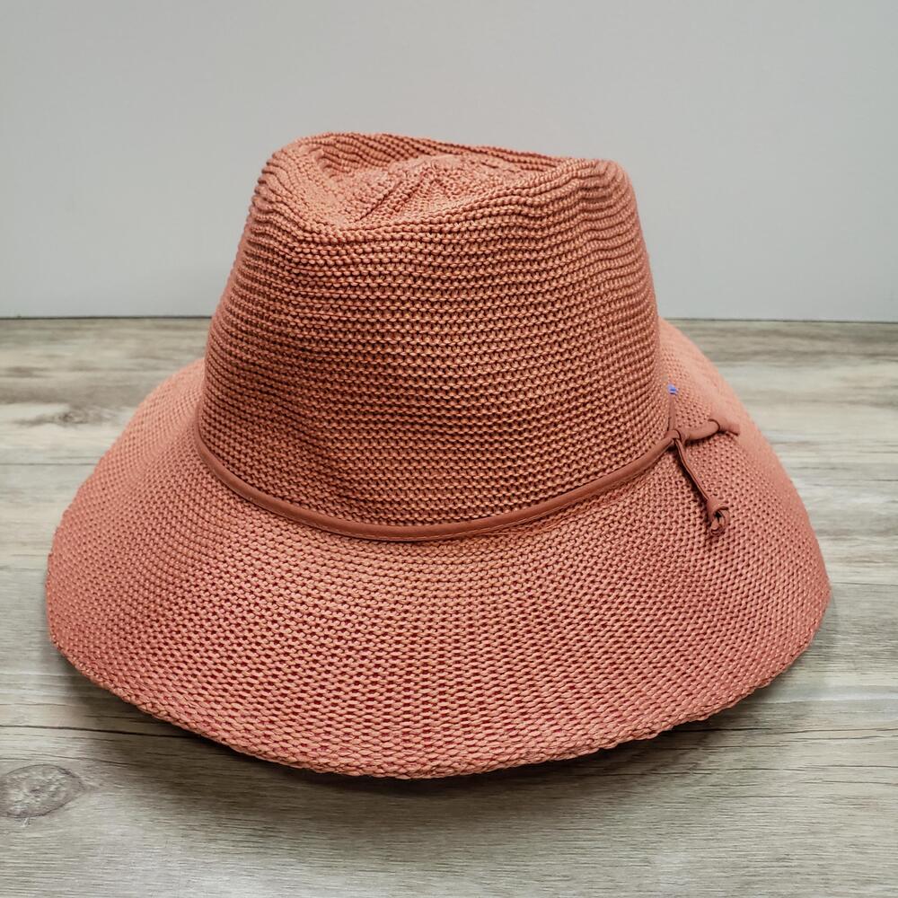 Wallaroo Victoria Fedora Hat Cap Orange Wide Brim Sun OS Womens Adjustable